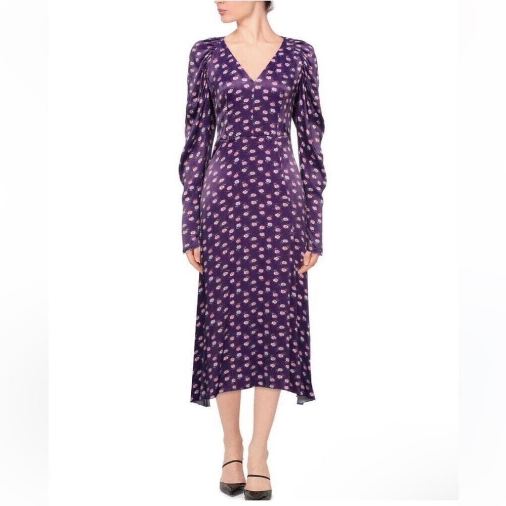 NWOT ROTATE BIRGER CHRISTENSEN Floral Print MIDI Length DRESS Size 4-6